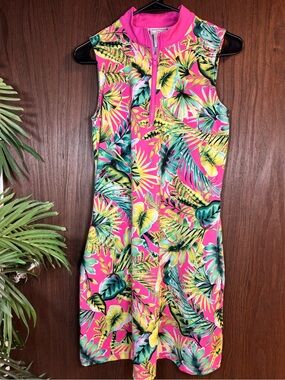 Tommy Bahama Golf Tropical Pink Sleeveless Dress Size S Resort Golfcore